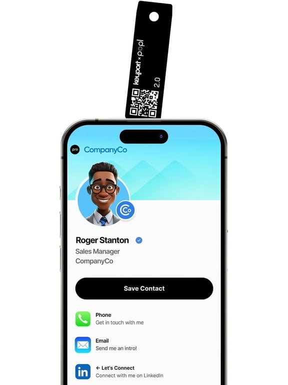 Popl x Keyport Digital ME Key 2.0 - Digital Business Card | Electronic Business Card for Key Organizer Keychain | Smallest NFC Card with QR Code for Smart Networking | Tap to Share (Black)