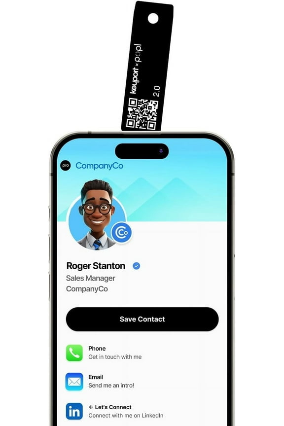 Popl x Keyport Digital ME Key 2.0 - Digital Business Card | Electronic Business Card for Key Organizer Keychain | Smallest NFC Card with QR Code for Smart Networking | Tap to Share (Black)