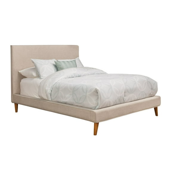 Benzara Poplar And Pine Wood Queen Size Platform Bed, Beige