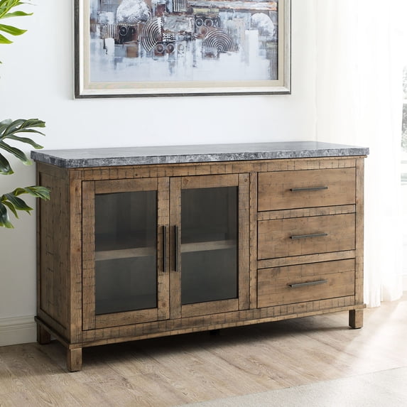 Poplar Birch Engineered Wood Gray Marble Veneer Top Server Prevent Warping Display Electronics Light Brown 182.60 lb