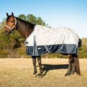 Jeffers Poplar Head 600 Denier Turnout Sheet for Horses, 0g Polyfill, 66"- Waterproof Lightweight Horse Blanket, Adjustable Chest Belly Straps, Tail Flap, Stable Blanket - Navy and Merlot Plaid