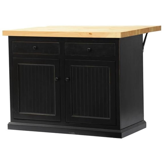 Poplar Kitchen Island with Flip-Up Pine Top, Burnt Red