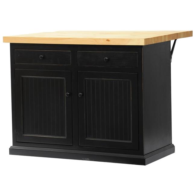 Poplar Kitchen Island with FlipUp Pine Top, Chocolate Mousse