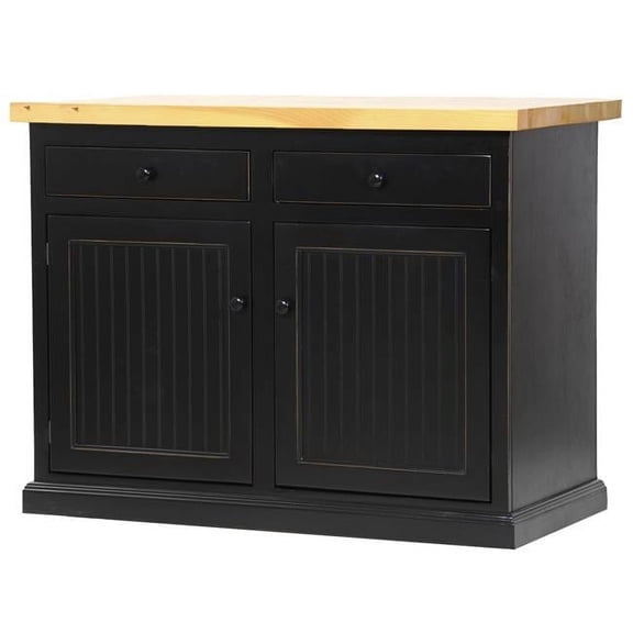 Poplar Kitchen Island with Pine Top, Grey