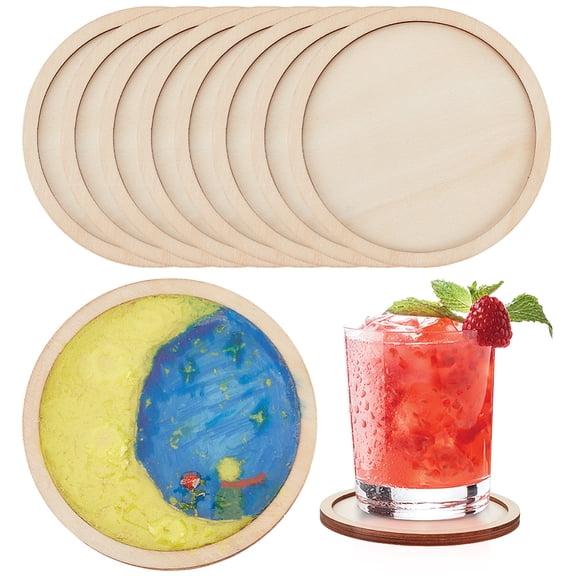 Poplar Plywood Coaster Flat Round BurlyWood 100x6mm 10pcs/set