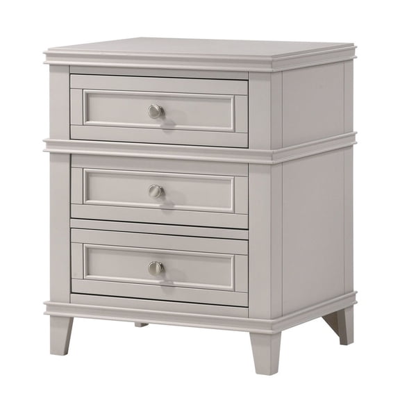 Poplar Solids 3 - Drawer Gray Nightstand / USB Charging for Nighttime Convenience