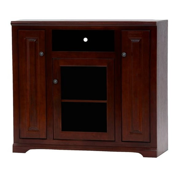 Poplar Tall TV Stand with 2 Raised Panel Doors, European Green