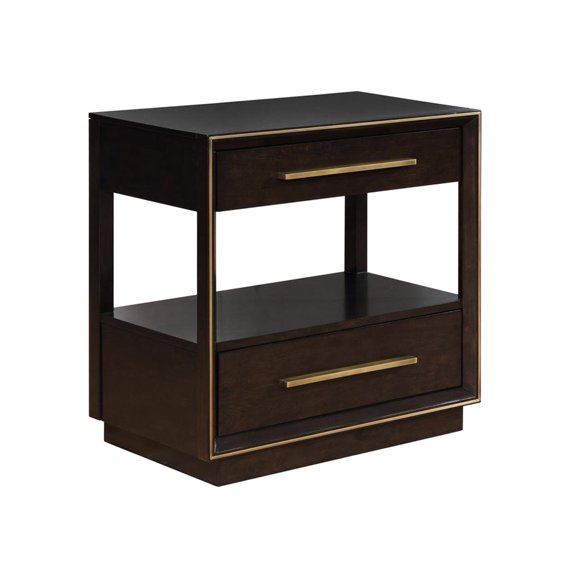 Poplar Wood 2 - Drawer Nightstand with Smooth Base / Bold Look for Bedroom