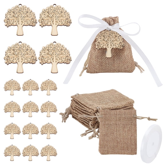 Poplar Wood Plywood Pendants Wheat 40.5x39.5x2.5mm Hole: 3mm