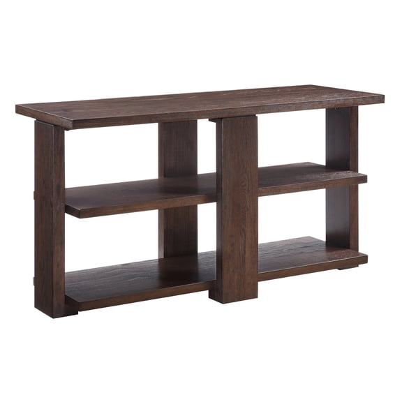 Poplar wood rectangular sofa table with 2 shelves for living room decor arrangement