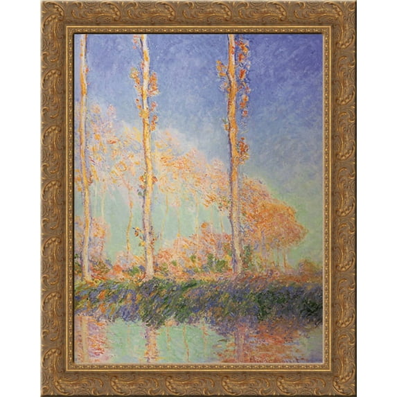 Poplars 20x24 Gold Ornate Wood Framed Canvas Art by Monet, Claude