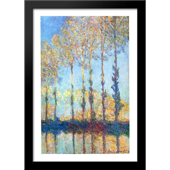 Poplars on the Banks of the Epte 28x40 Large Black Wood Framed Print Art by Claude Monet