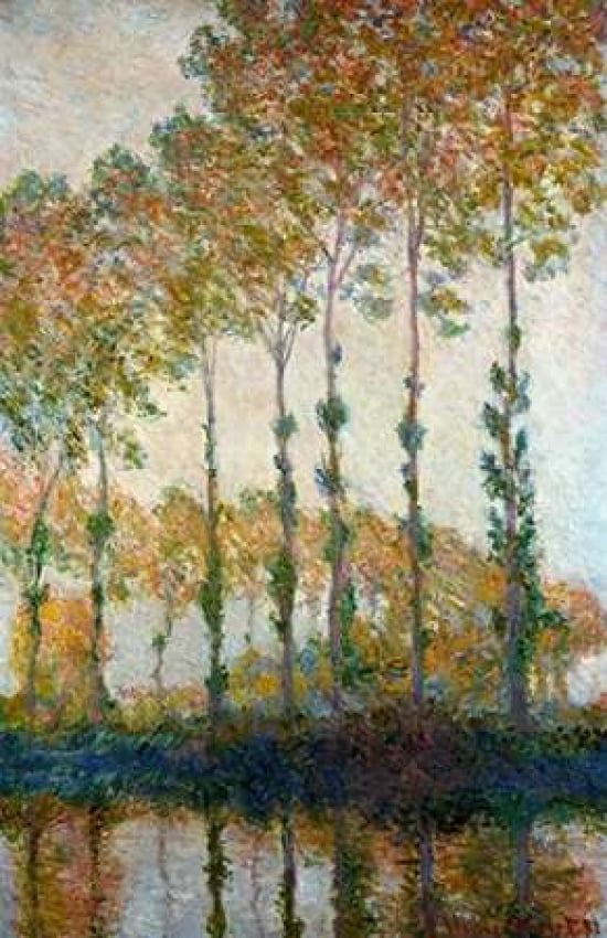 Poplars on the River Epte in Autumn 1891 Canvas Art - Claude Monet (24 x 36)