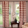 thumbnail image 1 of Poplin Buffalo Checkered Window Curtain 56 Inch Wide Burgundy and Tan, 1 of 2