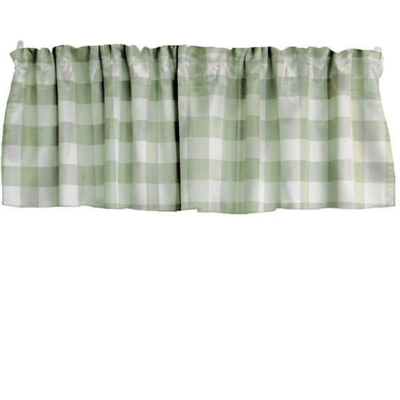 Poplin Buffalo Checkered Window Valance 58" Wide Sage and White