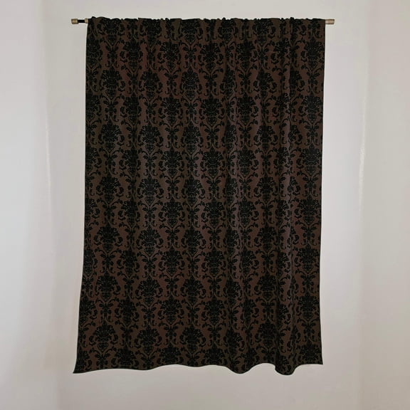 Poplin Damask Print Polyester Window Curtain 58 Inch Wide Brown