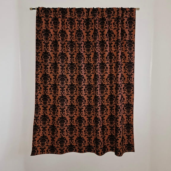 Poplin Damask Print Polyester Window Curtain 58 Inch Wide Copper Rust