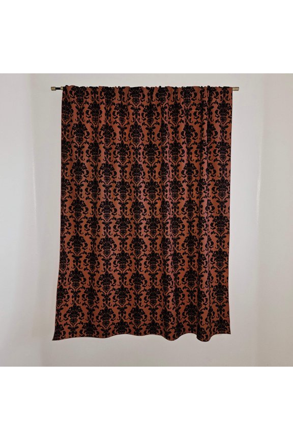 Poplin Damask Print Polyester Window Curtain 58 Inch Wide Copper Rust