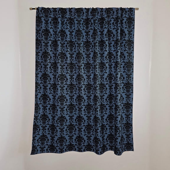 Poplin Damask Print Polyester Window Curtain 58 Inch Wide Dark Teal