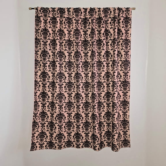 Poplin Damask Print Polyester Window Curtain 58 Inch Wide Peach