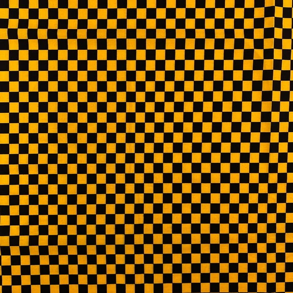 Poplin Fabric Cotton Checkered Print Hypoallergenic 60 Inches By The Yard For Sewing Shirts, Blouses, Button Downs, Table Covers, Racing Flags, Linings, & More - Black / Gold (1 Yard)