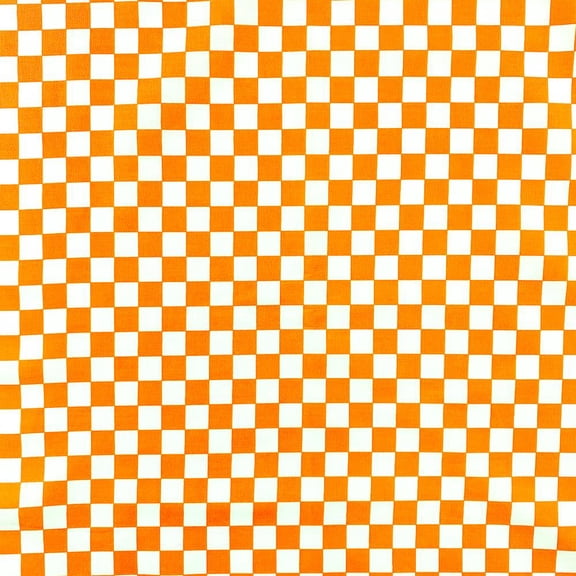 Poplin Fabric Cotton Checkered Print Hypoallergenic 60 Inches By The Yard For Sewing Shirts, Blouses, Button Downs, Table Covers, Racing Flags, Linings, & More - White / Orange (1 Yard)