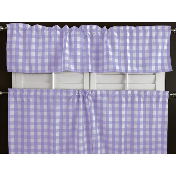 Poplin Gingham Checkered 2 Piece Window Valance Curtain Set (18 different colors)