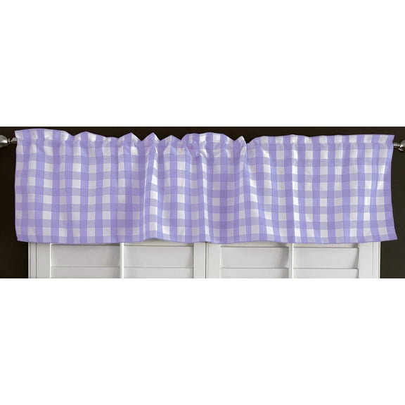 Poplin Gingham Checkered Window Valance 58" Wide Lavender