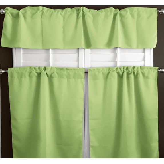 Poplin Solid 3 Piece Window Valance Curtain Set (30 different colors)