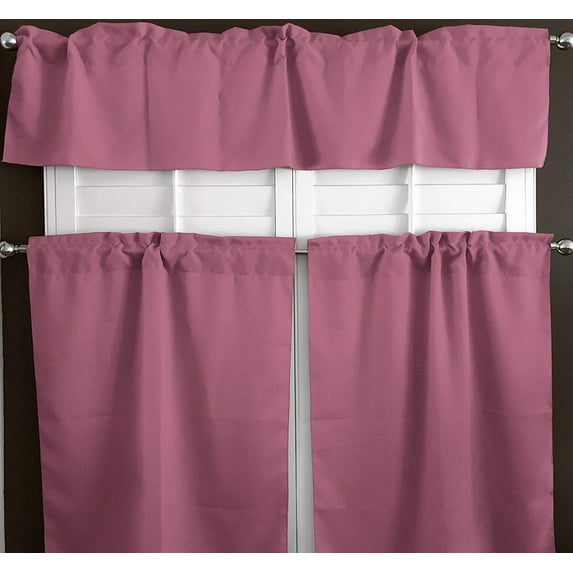 Poplin Solid 3 Piece Window Valance Curtain Set (30 different colors)