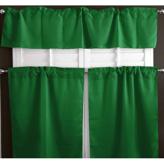Poplin Solid 3 Piece Window Valance Curtain Set (30 different colors)