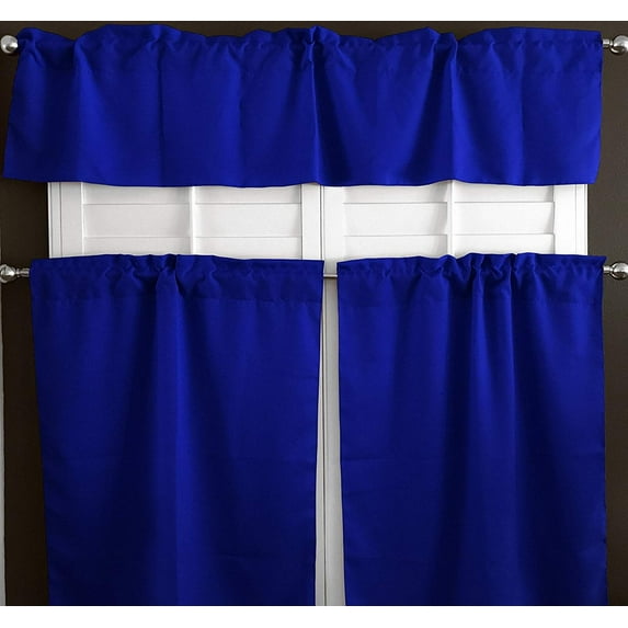 Poplin Solid 3 Piece Window Valance Curtain Set (30 different colors)