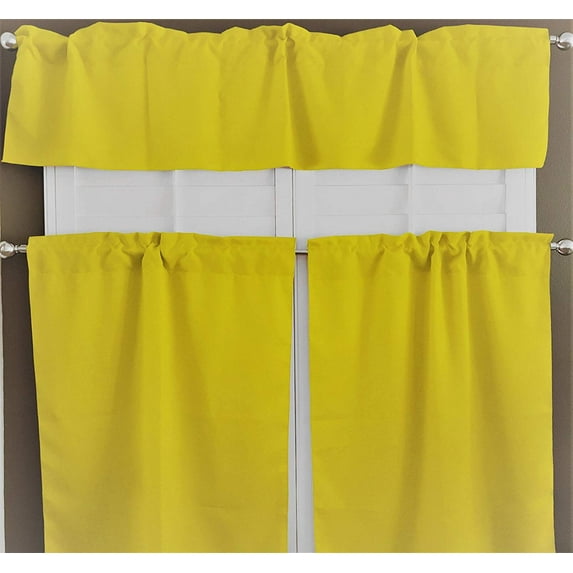 Poplin Solid 3 Piece Window Valance Curtain Set (30 different colors)