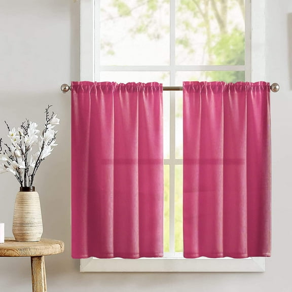 Poplin Solid Café Tier Curtains Window Treatment Kitchen Home Décor