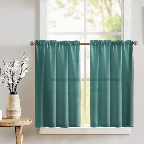 Poplin Solid Café Tier Curtains Window Treatment Kitchen Home Décor