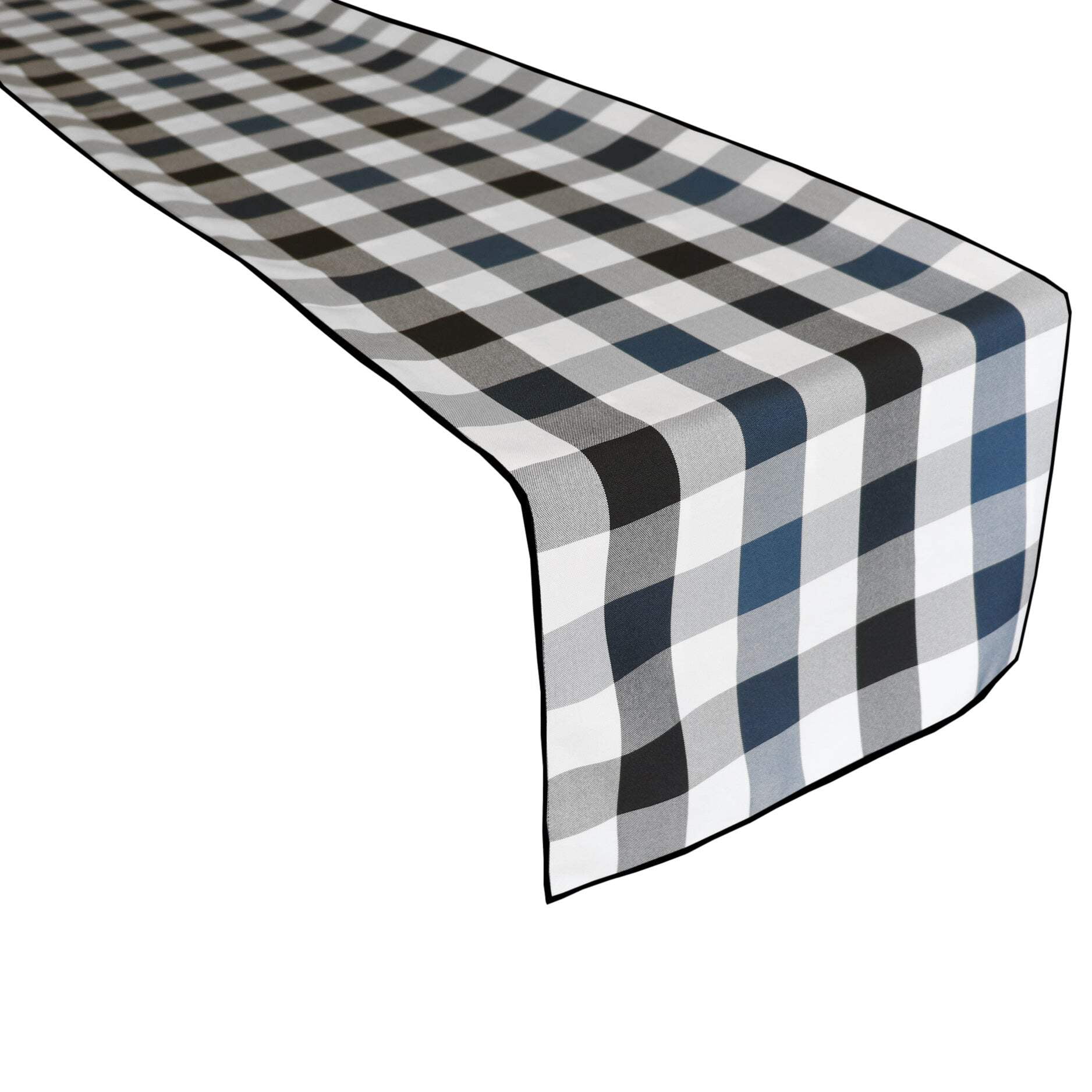 Poplin Table Runner Buffalo Gingham Checkered Black Navy and White
