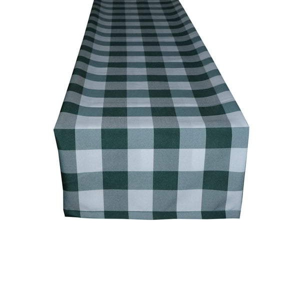 Poplin Table Runner Buffalo Gingham Checkered Hunter Green and White