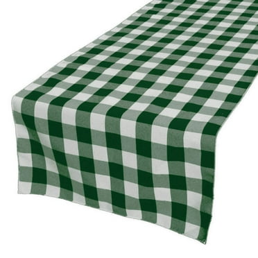 Poplin Table Runner Gingham Checkered Hunter Green