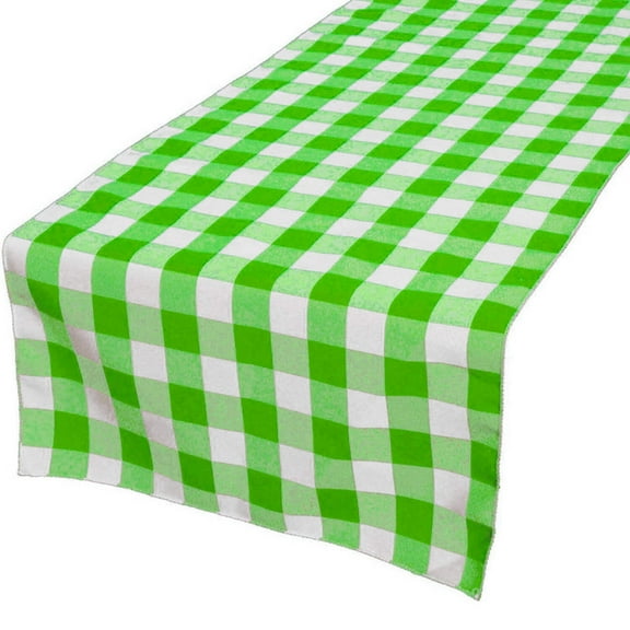 Poplin Table Runner Gingham Checkered Lime Green