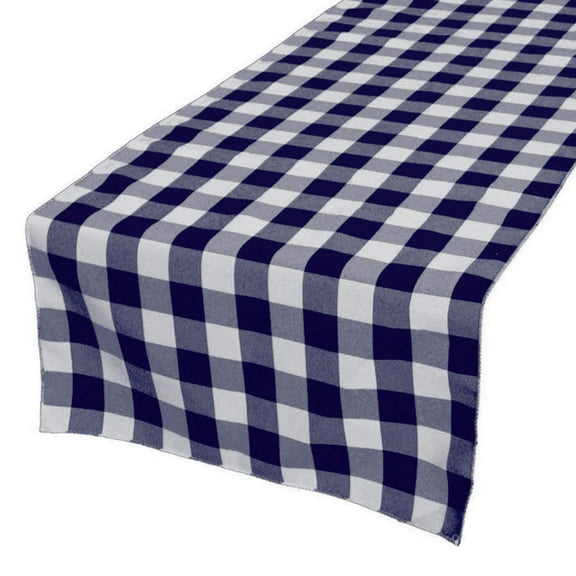 Poplin Table Runner Gingham Checkered Navy