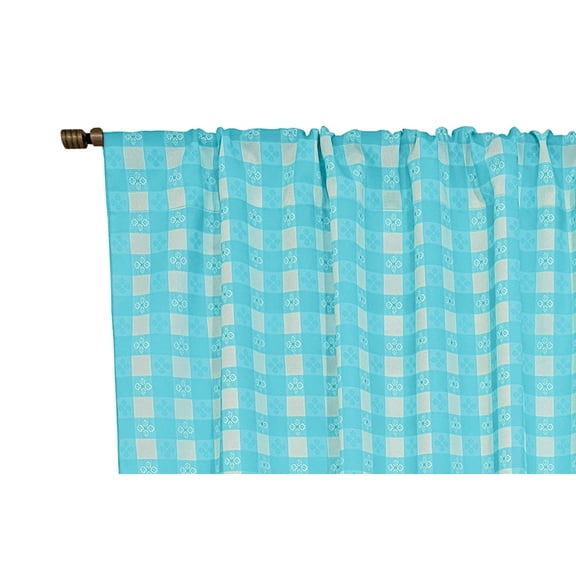 Poplin Tavern Gingham Check Print Polyester Window Curtain 58 Inch Wide
