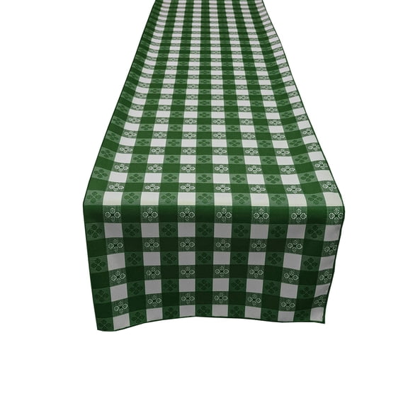 Poplin Tavern Gingham Checkered Polyester Table Runner Hunter Green