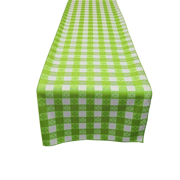 Poplin Tavern Gingham Checkered Polyester Table Runner Lime Green