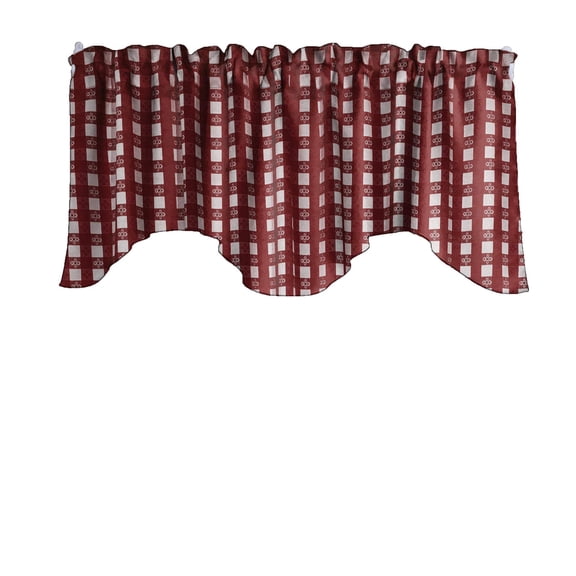 Poplin Tavern Gingham Checkered Scalloped Wave Window Valance 58" Wide / 20" Tall