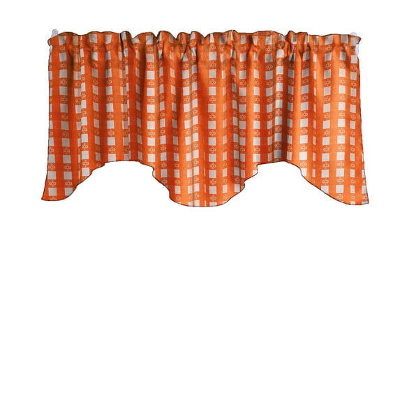 Poplin Tavern Gingham Checkered Scalloped Wave Window Valance 58" Wide / 20" Tall