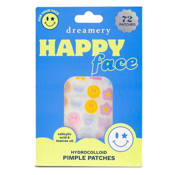 Popmask Happy Face Acne Patches Hydrocolloid Acne Dots with Salicylic Acid and Tea Tree Oil 72 Spot Patches for Pimples and Blemishes