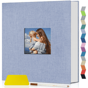 HeariCro Photo Album Self Adhesive 4x6 8x10 DIY Scrapbook, Linen Cover with Display Window, Memory Book for Wedding and Family 40/60 Pages