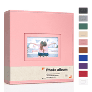 HeariCro Vegan Leather 4x6 Photo Album with Display Window Memory Book Family Wedding Gift