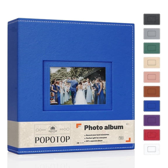 Premium Vegan Leather 4x6 Photo Album with Display Window Memory Book Family Wedding Gift