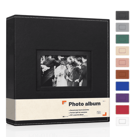 Premium Vegan Leather 4x6 Photo Album with Display Window Memory Book Family Wedding Gift